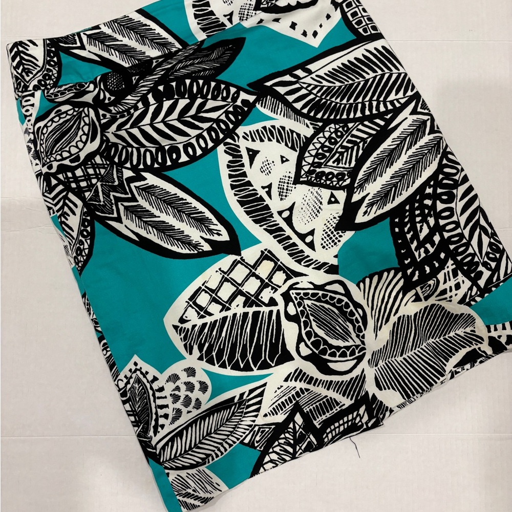 Chloe Madison Teal, Black & White, Lined Pencil Skirt, sz 6